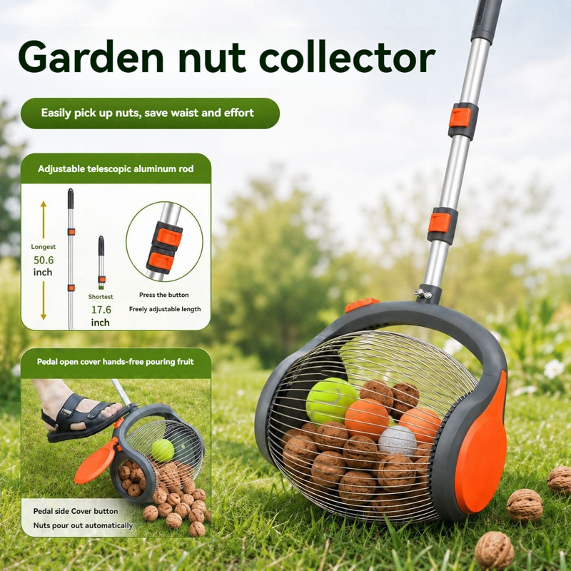 Gardening Hand Tools Yard - Легкий 50,6-дюймовый инструмент для сбора орехов,